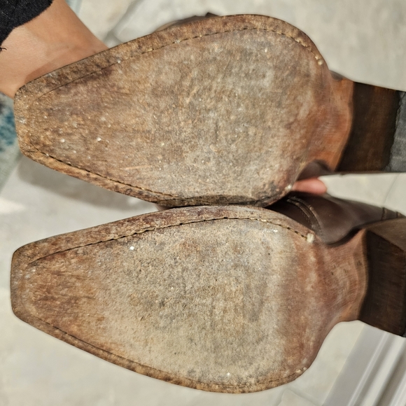 Western Brown Cowboy Tall Boots J.B Dillon Pointed Toe - Picture 12 of 13